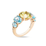 Back to Origin ring with quarz and light blue topaz