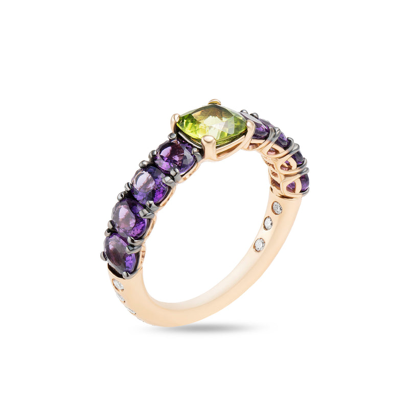 Back to Origin ring with peridot and amethyst