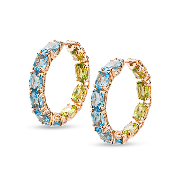 Back to Origin earrings with light blue topaz and peridot