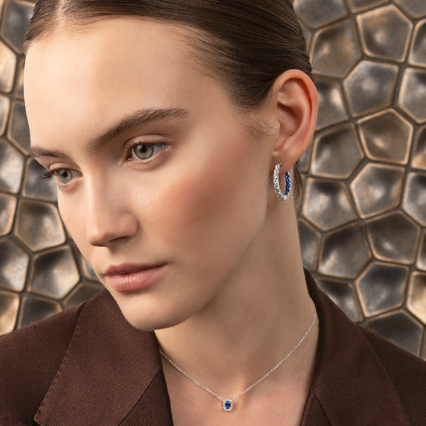 Orecchini Madame con zaffiri blu e diamanti