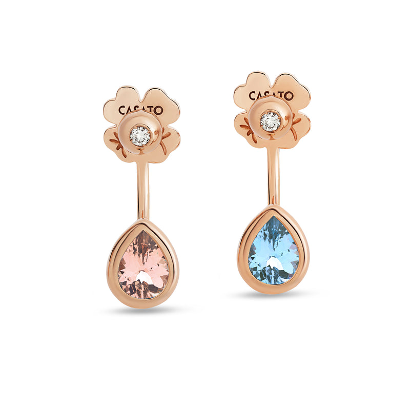 Boutique Paris earrings with pear shaped acquamarine and morganite