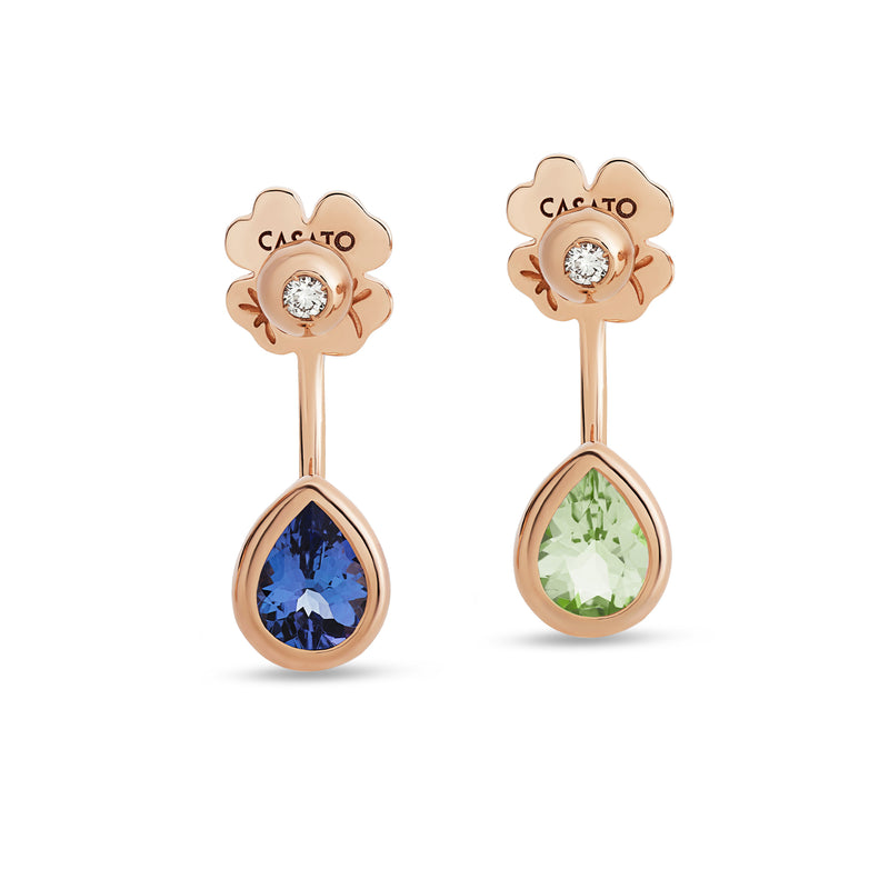 Boutique Paris earrings with pear shaped tanzanite and peridot