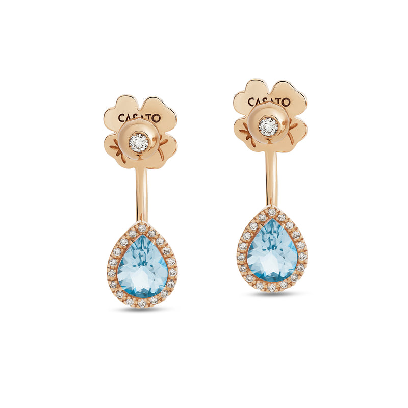 Boutique Paris earrings with pear shaped acquamarine and diamonds