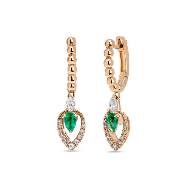 Boutique Icon earrings with drop-shaped emeralds and diamonds