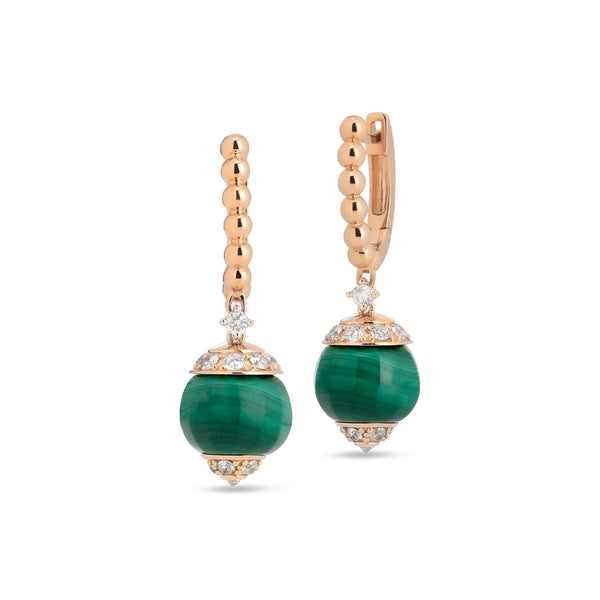 Boutique Portofino earrings with malachite and diamonds