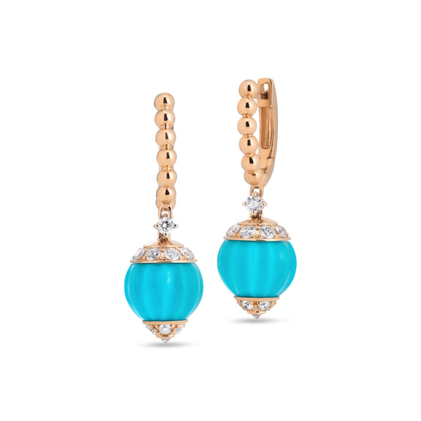 Boutique Portofino earrings with turquoise and diamonds
