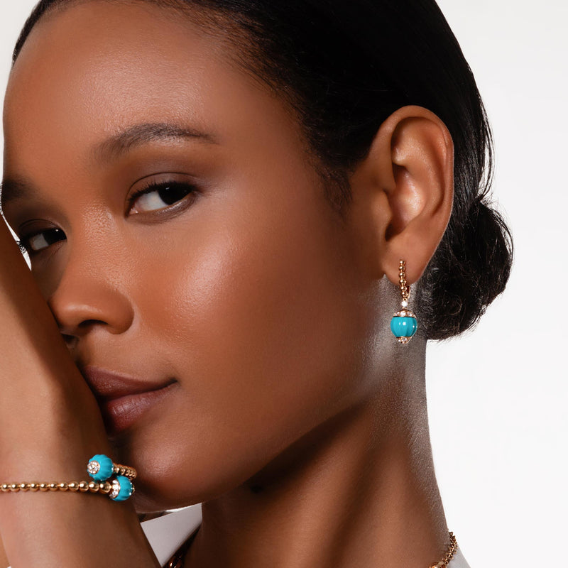 Boutique Portofino earrings with turquoise and diamonds