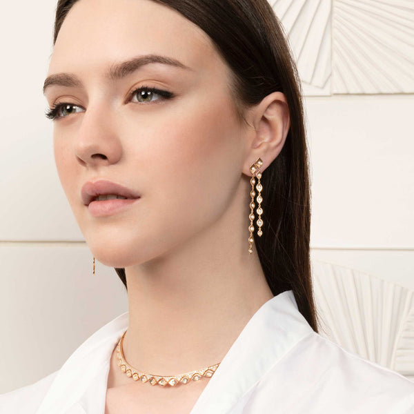 Mikou earrings with two rows of diamonds