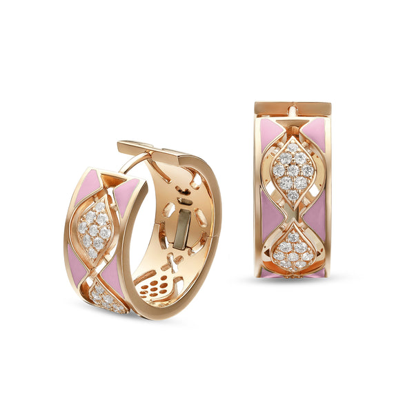 Orecchini Mikou con smalto rosa e diamanti