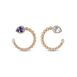 Boutique Paris earrings with diamonds and pear shaped tanzanite and aquamarine