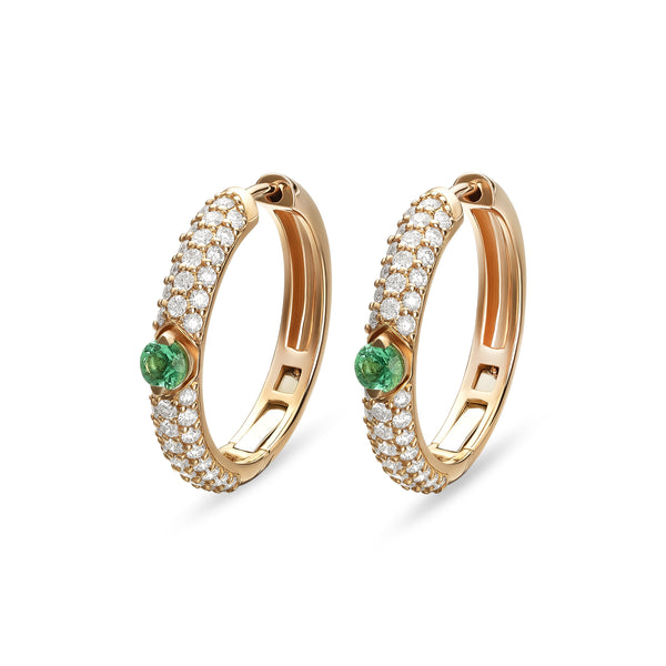 Maureen Medine earrings with emeralds and diamonds