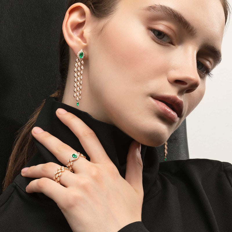 Mikoulette earrings with emeralds and diamonds