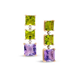 Aqua earrings with peridot and amethyst