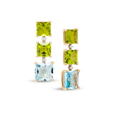 Aqua earrings with peridot and blue topaz