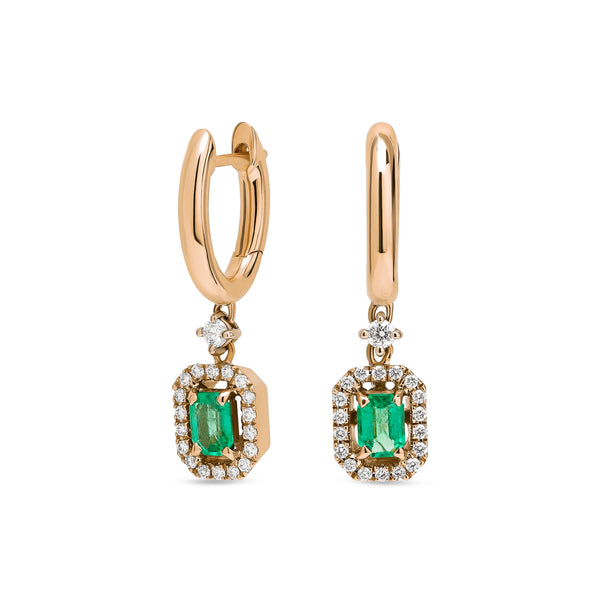 Madame earrings with emeralds and diamonds