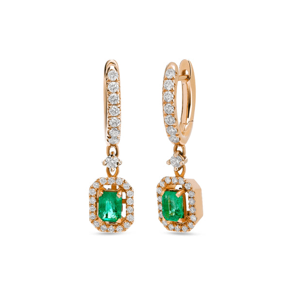 Madame earrings with emeralds and diamonds