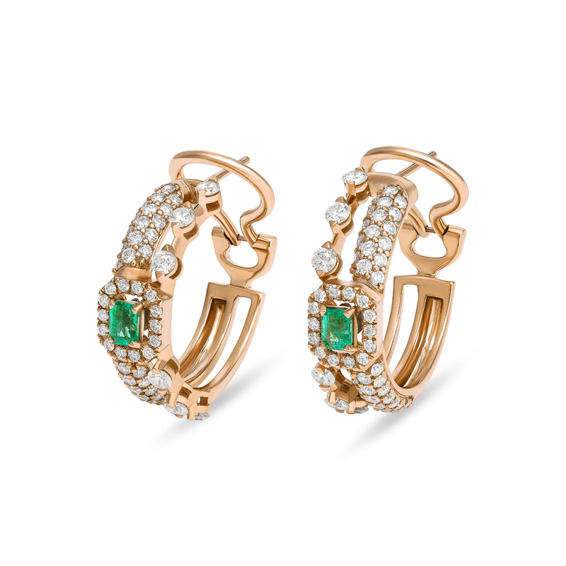 Maureen Medine earrings with emeralds and diamonds