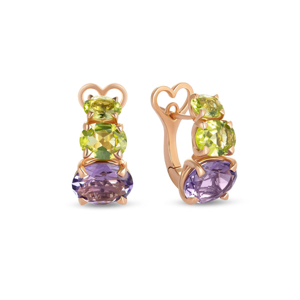 Orecchini Back to Origin con peridoto e ametista