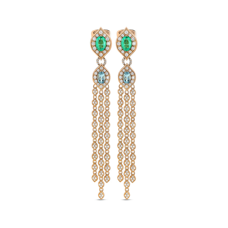 Mikou Vienna earrings with aquamarine and emerald