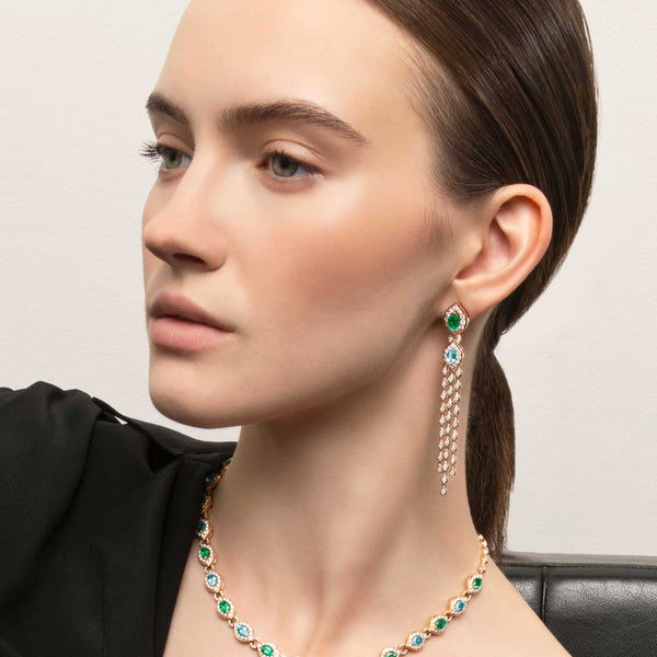 Mikou Vienna earrings with aquamarine and emerald
