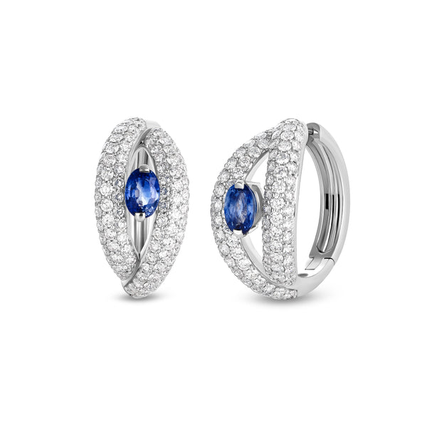 Orecchini Madame con zaffiro blu e pavé di diamanti