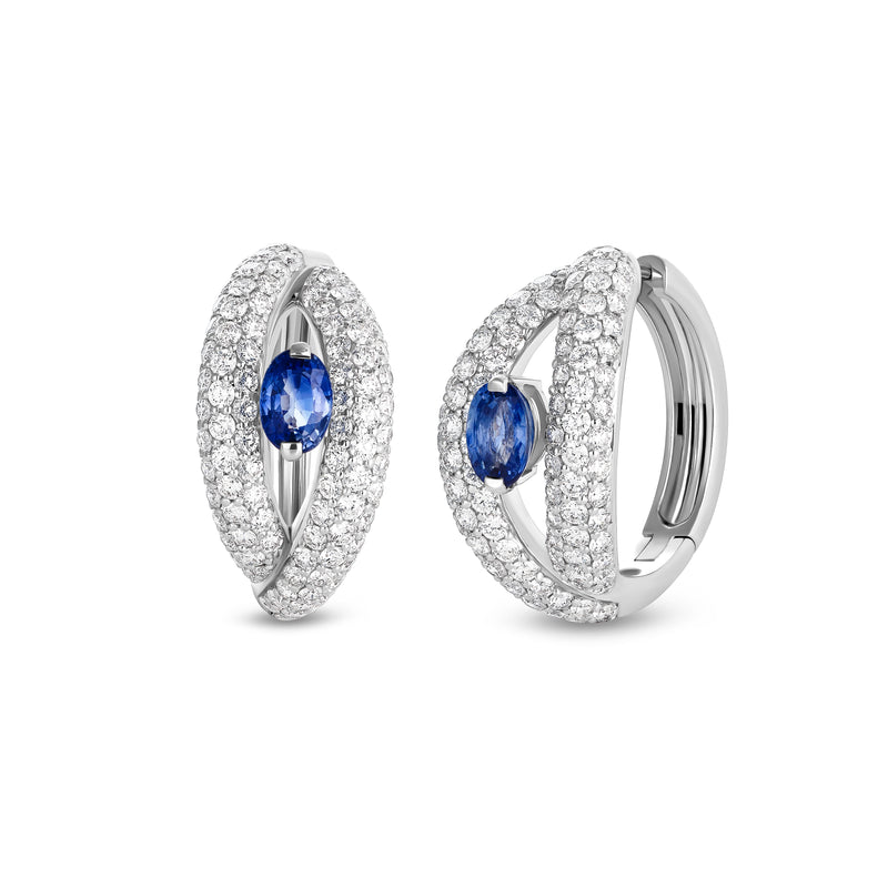 Orecchini Madame con zaffiro blu e pavé di diamanti