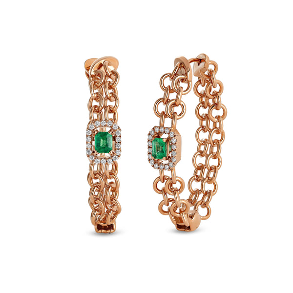 Back to Love earrings with emerald and diamonds