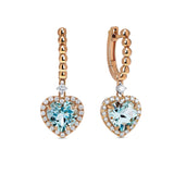 Boutique Paris earrings with heart-shaped aquamarine and diamonds