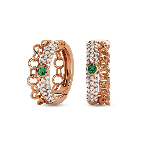 Orecchini Back to Love con smeraldo e pavé di diamanti