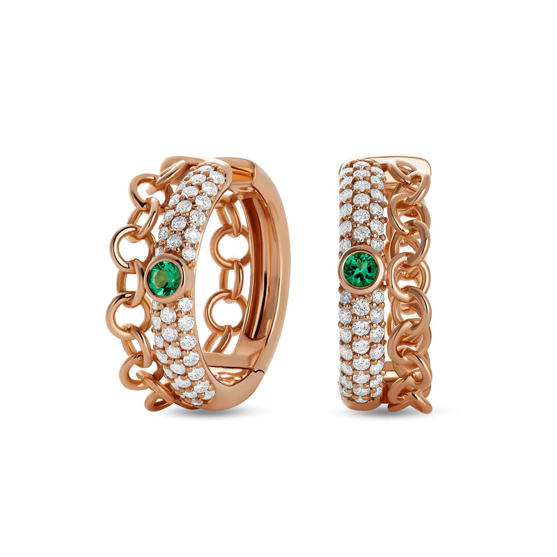 Orecchini Back to Love con smeraldo e pavé di diamanti