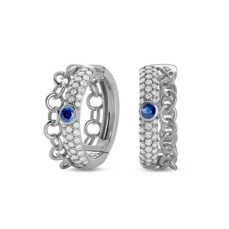 Orecchini Back to Love con zaffiro blu e pavé di diamanti