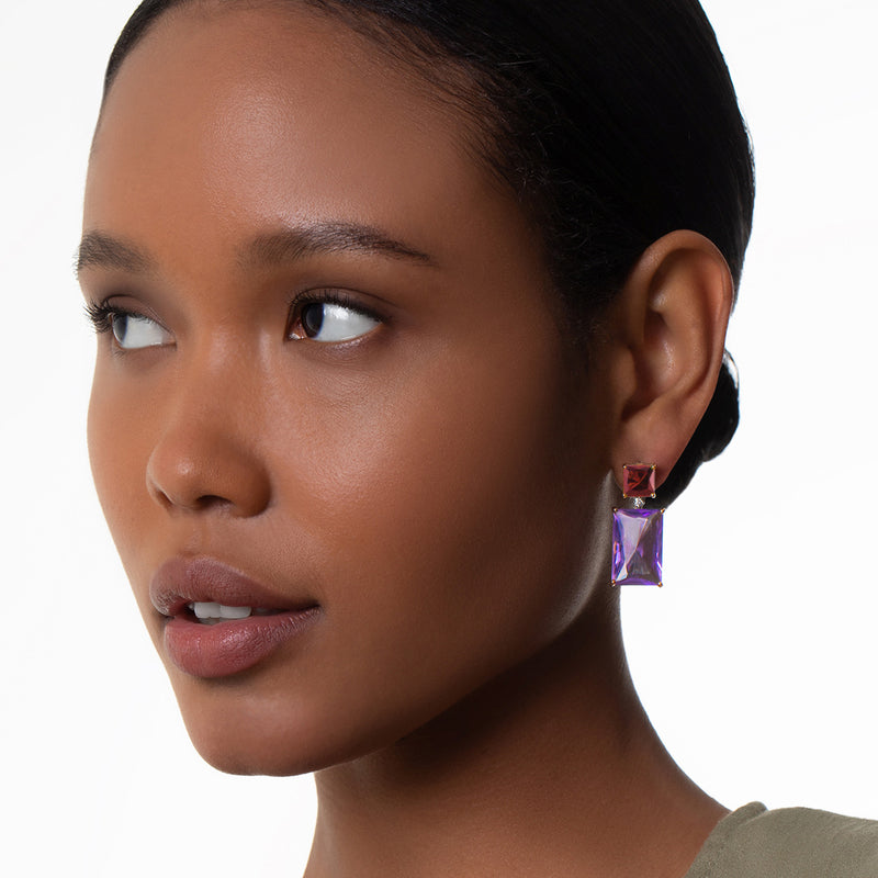 Aqua earrings with amethyst and garnet