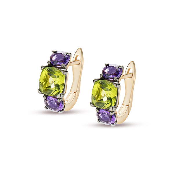Orecchini pendenti con peridoto e ametista – Isotta Gioielli Orecchini pendenti con peridoto e ametista – Isotta Gioielli