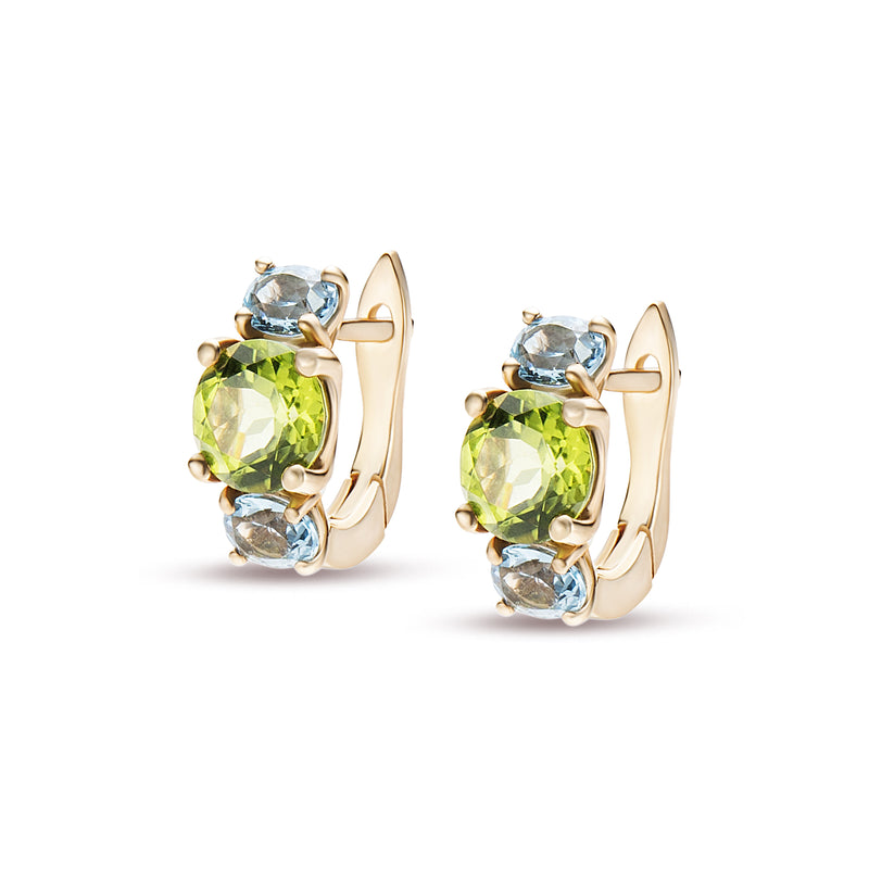 Back to Origin earrings with peridot and topaz