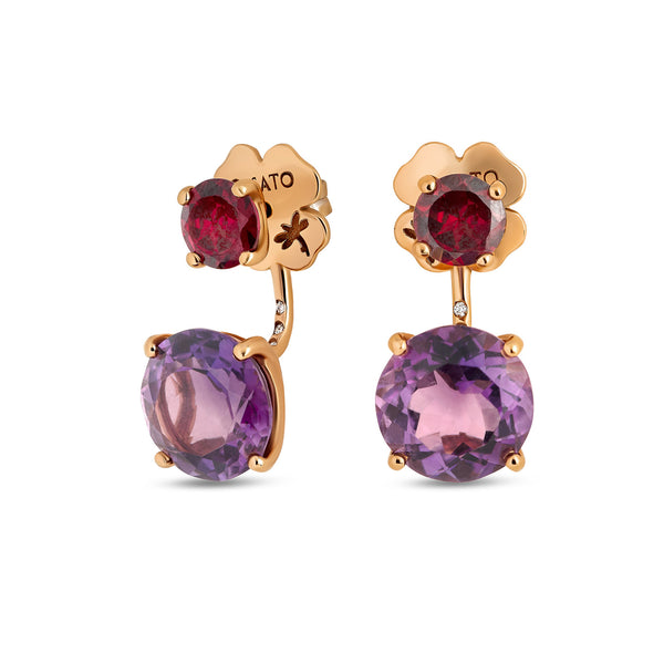 Orecchini Back to Origin con ametista e rodolite