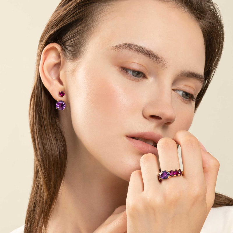 Orecchini Back to Origin con ametista e rodolite