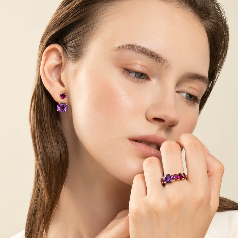 Orecchini Back to Origin con ametista e rodolite