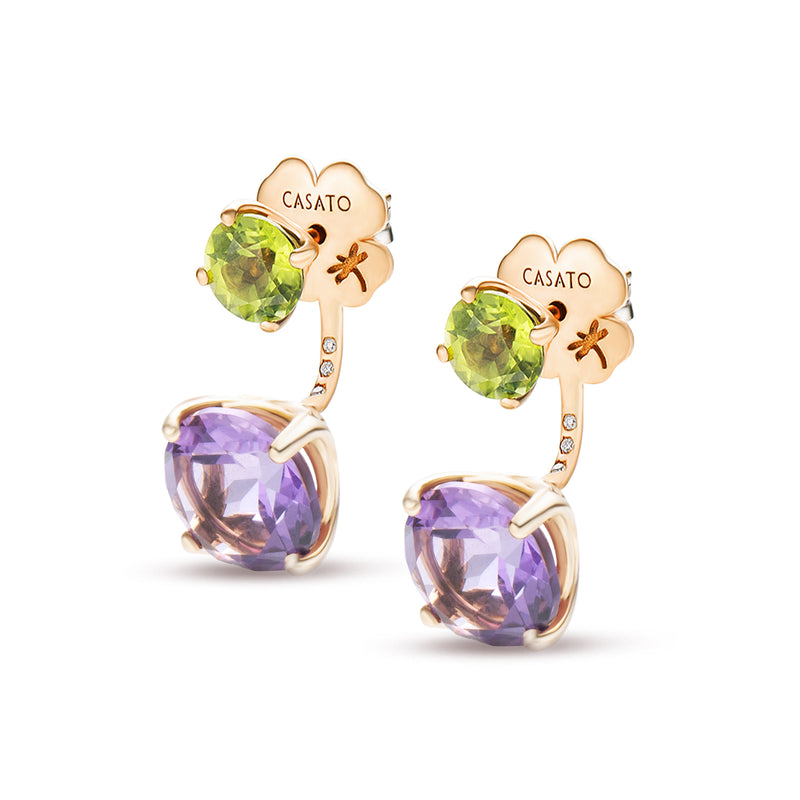 Back to Origin earrings with amethyst and peridot