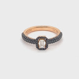 Madame ring with black and colorless diamonds