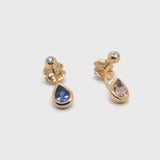 Boutique Paris earrings with pear shaped tanzanite and morganite