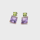 Aqua earrings with amethyst and peridot