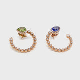 Boutique Paris earrings with diamonds and pear shaped tanzanite peridot