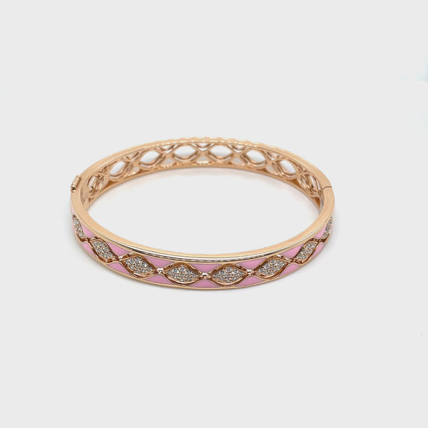 Mikou bangle with pink enamel and diamonds