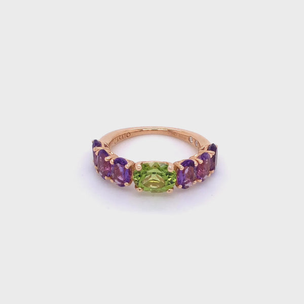 Back to Origin ring with peridot and amethyst