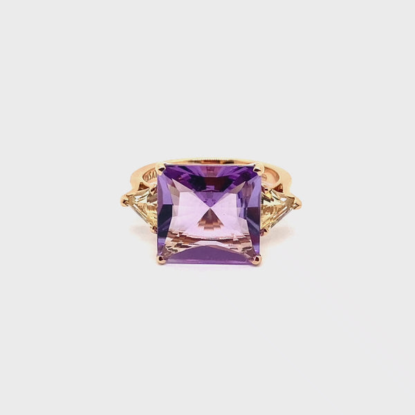 Anello Aqua con ametista e quarzo lemon