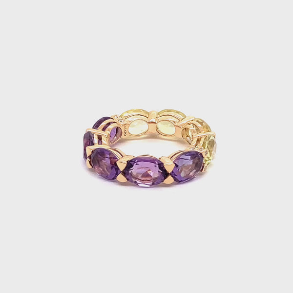 Anello Back to Origin con ametista e peridoto