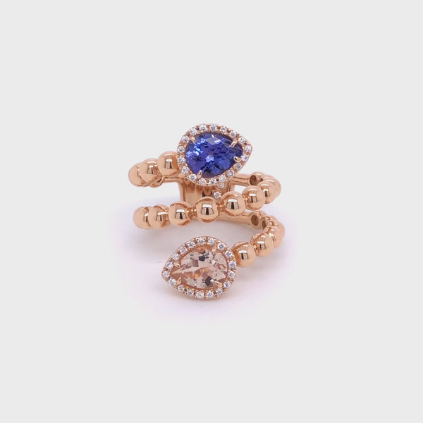 Boutique Paris ring with tanzanite and morganite