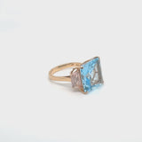 Aqua ring with blue topaz and pink quartz