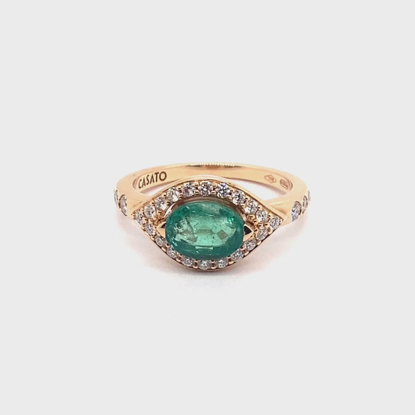 Mikou Vienna ring with emerald and diamonds
