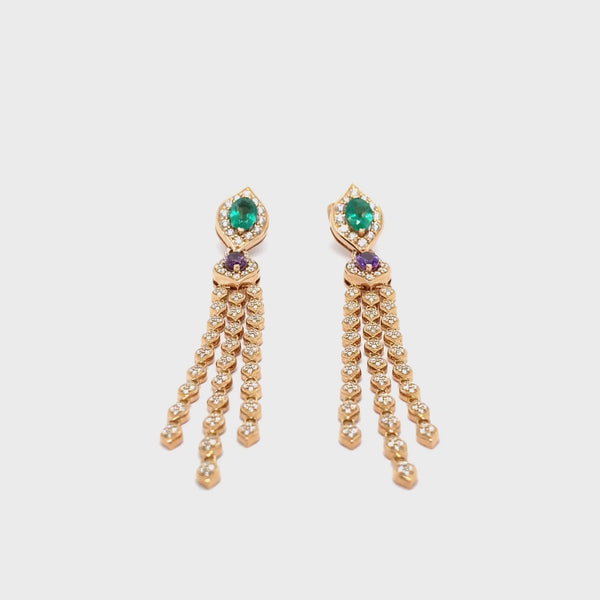 Mikou Vienna earrings with amethyst and emerald